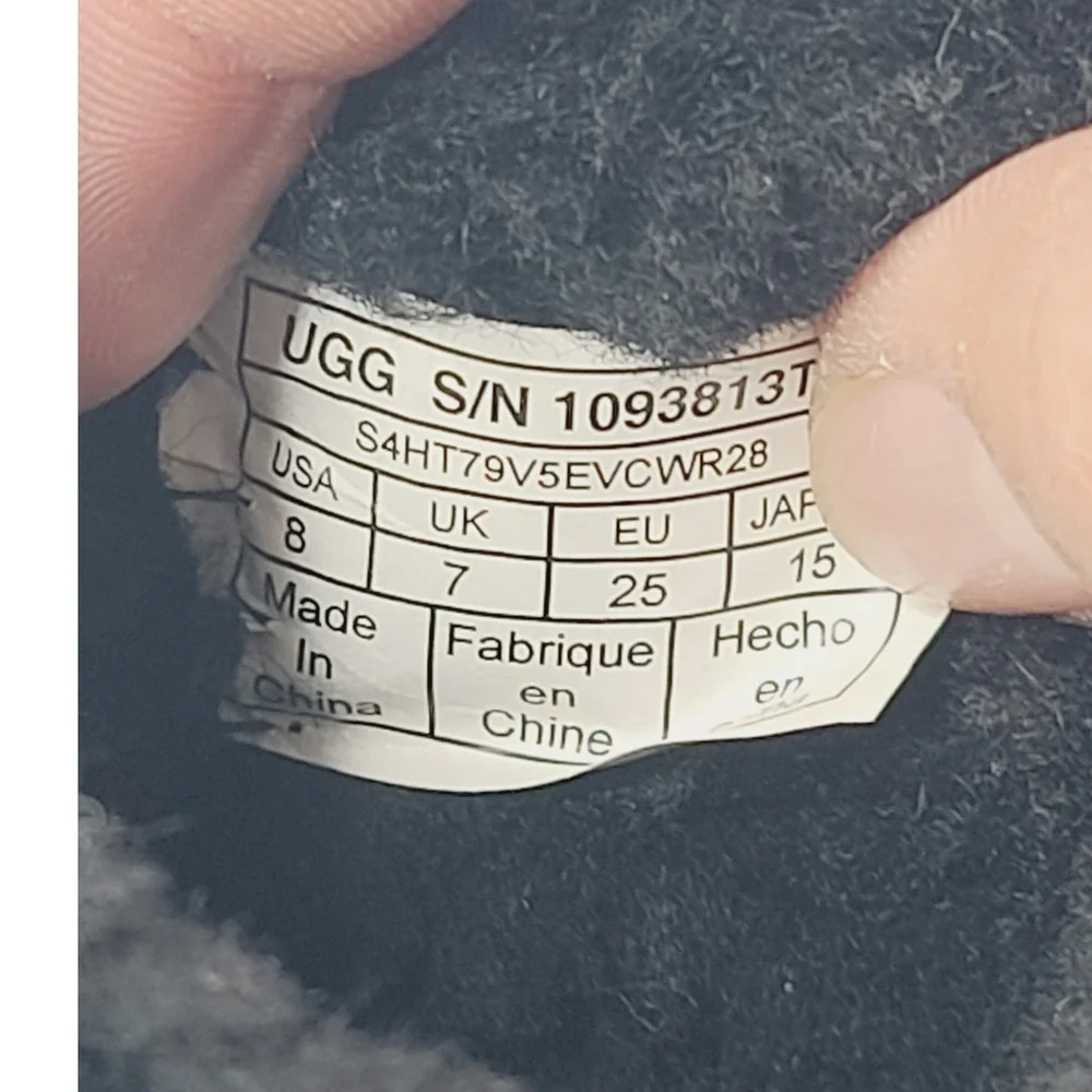 UGG, Fabric Rubber Sole Black Polka Dot Boots, Girl's, Size 8,‎ Black/White